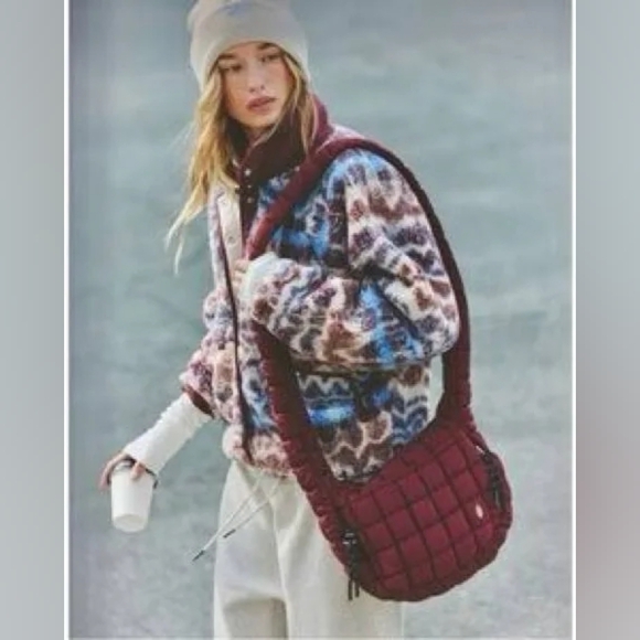 FP Movement by Free People Handbags - Free People Movement Quilted Baby Carryall Sling Bag In Mahagony